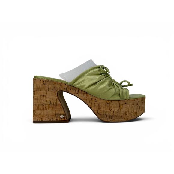 Sam Edelman Shoes - Sam Edelman Dova Platform Sandal Womens 7.5 Lime Green Cork Block Heel Slip On